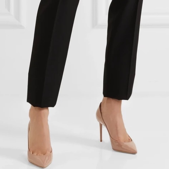 🆕SAINT LAURENT ZOE PUMPS 85mm NUDE PATENT LEATHER POINTY TOE HEELS LOW INSTEP - Picture 4 of 5